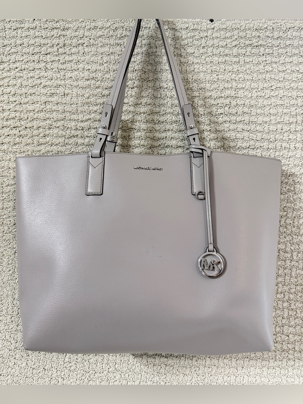 Michael Kors Gray Tote Bag with MK Charm | Silver Hardware